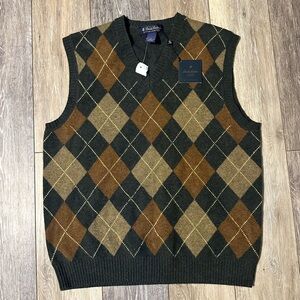 Brooks Brothers Argyle Sweater Vest in Dark Green and Brown